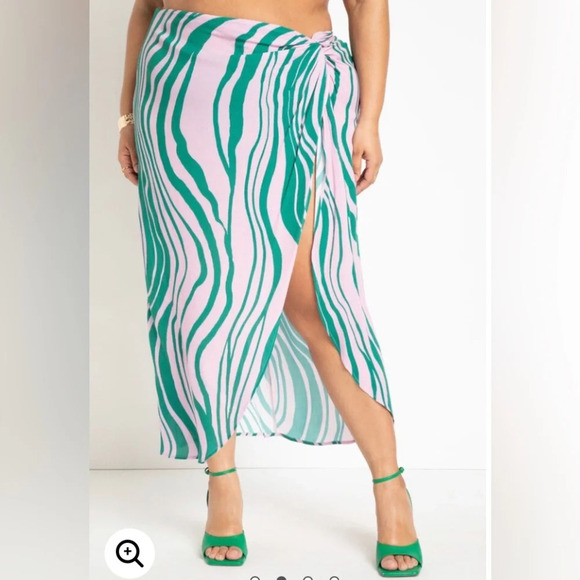 Gabi Fresh Swim ELOQUII Twist Front Coverup Skirt swirl purple green size 18/20 - Picture 1 of 4